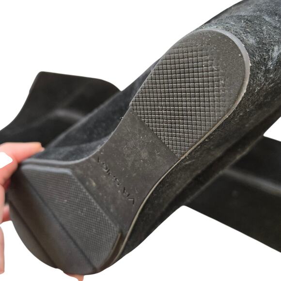 Via Spiga Black Genuine Suede Zip up tall wedge boots Size 8 1/2 - Picture 6 of 6